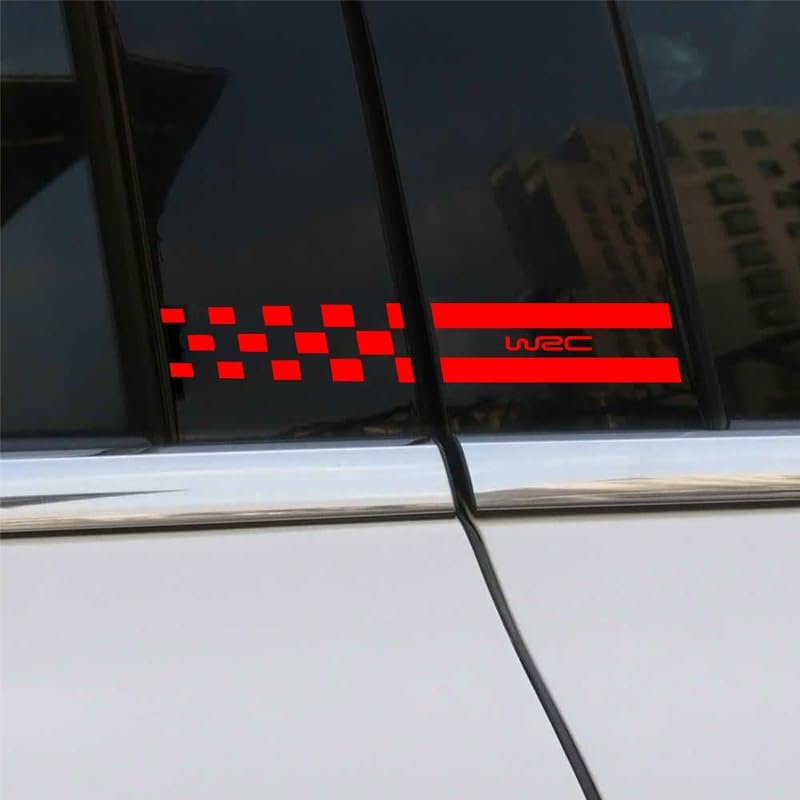 Akshar Arts Bhuwana  Car Door Pillar Stickers Vinyl Die Cut Car Side Decal Stripes Exterior Graphics Sticker Compatible for WRC L X H 15 X 3.75 Cm (Red)-Self-Adhesive