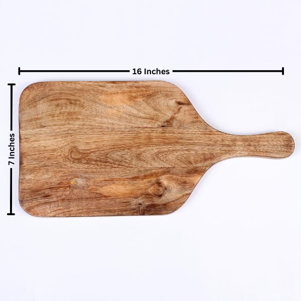 Udaipur Handicrafts Chopping Board/Cutting/Serving Platter for Kitchen Vegetables, Fruits & Cheese | Natural Acacia Wood | 42 x 18 x 1.5 cm | Handcrafted