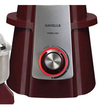 Havells Premio 750-Watt Mixer Grinder with 3 Jars (Cherry)