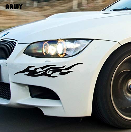 Akshar Arts Bhuwana  2PCS Car Sticker Fire Pattern Style Car Stickers Black Reflective Flame Cars Bumper Door Body Red Vinyl Decoration Fire Auto Sticker