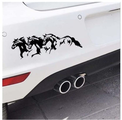 Akshar Arts Bhuwana Running Horses Vinyl Decal Car Self-Adhesive Sticker