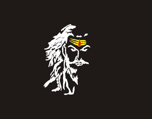 Akshar Arts Bhuwana Mahadev Face Har Har Mahadev Shiva Lord Shiv (Radium Reflective and Water Proof) 12X7.75 Inch Car Size