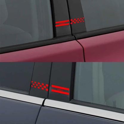 Akshar Arts Bhuwana  Car Door Pillar Stickers Vinyl Die Cut Car Side Decal Stripes Exterior Graphics Sticker Compatible for WRC L X H 15 X 3.75 Cm (Red)-Self-Adhesive