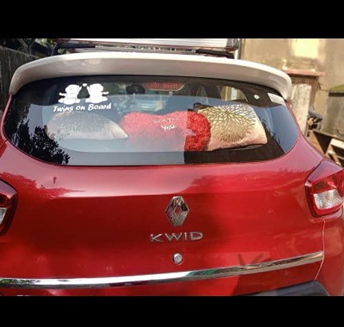 Akshar Arts Bhuwana Twins On Board Car Sticker, White Colour Baby Sticker,Baby on Board Sticker,Size(17X12) CM .This Made of Quality Vinyl Stickers