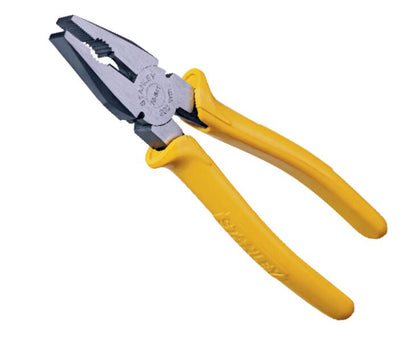 STANLEY 70-482 8'' Sturdy Steel Combination Plier Double Color Sleeve, Anti-Rust, Black Phosphate Finish, Material: C45, Full Body Hardened, Used for Gripping, Twisting, Bending and Wire Cutting