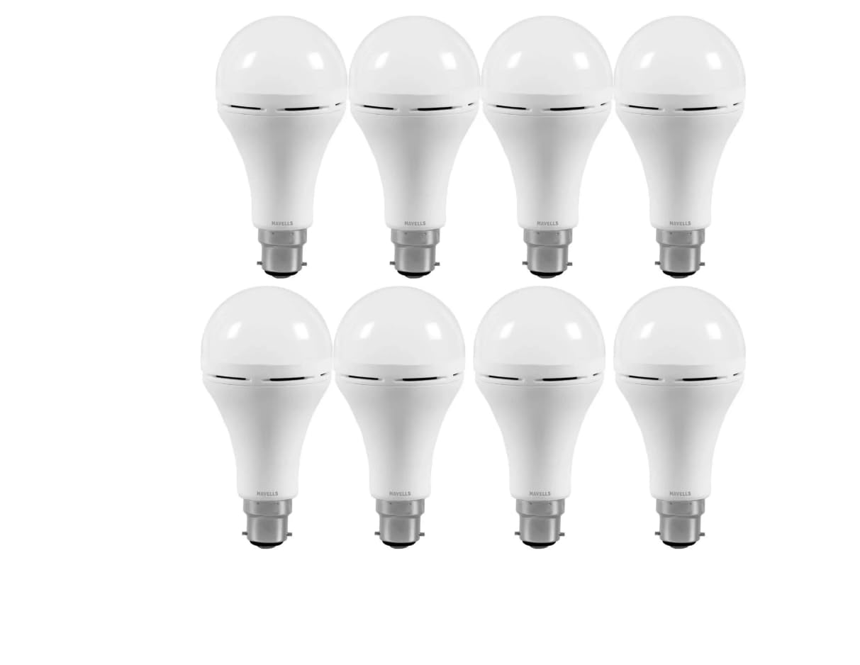 Havells 12W wattage Bulb | High CRI & High Efficiency | Energy Efficient | Mercury-Free | 4KV Surge Protection | 100 Lumens Per Watt |Cool Day Light (6500K) b22d(Pack of 8)
