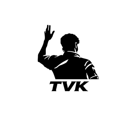Akshar Arts Bhuwana TVK Silhouette Sticker for Car, Easy to Apply and Long Lasting, Waterproof (Black)