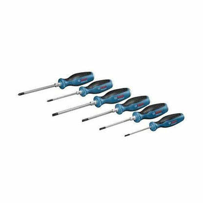 BOSCH Professional 6-Piece Screwdriver Set - Ideal for General Use, Chiselling, & Loosening Seized Fasteners (75, 100 & 125mm Length) Blue
