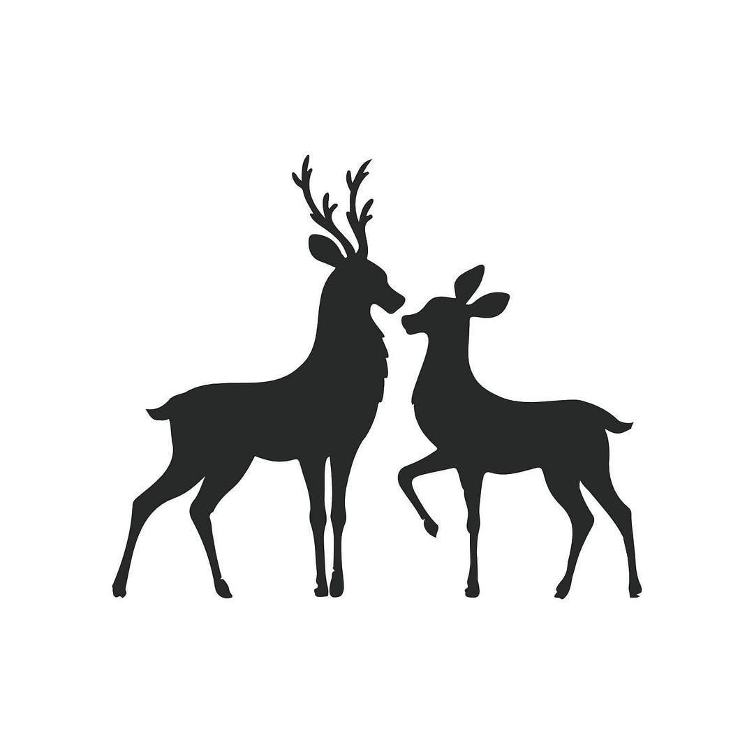 Akshar Arts Bhuwana Pack of 2 Deer Vinyl Self-Adhesive Waterproof Exterior Car Sticker for Vehicle Surface Black (5inchX6inch)_709
