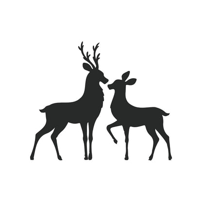 Akshar Arts Bhuwana Pack of 2 Deer Vinyl Self-Adhesive Waterproof Exterior Car Sticker for Vehicle Surface Black (5inchX6inch)_709