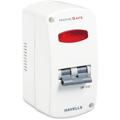 Havells Home Safe Mini MCB with Enclosure PVC Plastic Base Model (White)