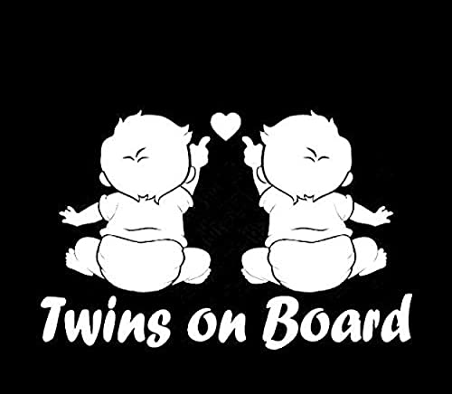 Akshar Arts Bhuwana Twins On Board Car Sticker, White Colour Baby Sticker,Baby on Board Sticker,Size(17X12) CM .This Made of Quality Vinyl Stickers