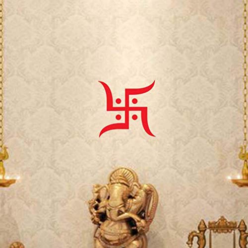 Akshar Arts Bhuwana Diwali Navratri Occasion, Swastik Vinyl Wall Sticker, 8 X 8 Inches Pack of 1-Self-Adhesive