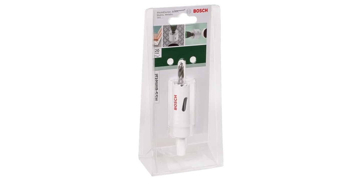 BOSCH 2609255601 HSS Bi-Metal Holesaw 20mm | Fast Cutting in Wood, Metal & Plastics | Vario Tooth for Smooth Performance | One-Piece Low-Vibration Design | Fits All Brands with Hex Connection