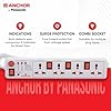 Anchor by Panasonic 4 way 6A Universal Socket with 3 Switch & 1 Master Switch | 4 Way Extension Board with 1.5 Mtr Extension Cord | Multi Plug Socket for Home Wall, Office (22568)