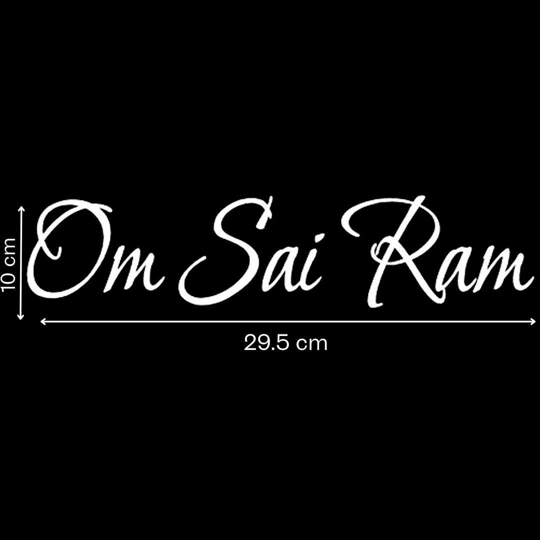 Akshar Arts Bhuwana Pack of 2 Om Sai Ram Religious Self-Adhesive Vinyl Car Decal Sticker for Exterior Use| Dashboard| Windshield (White)