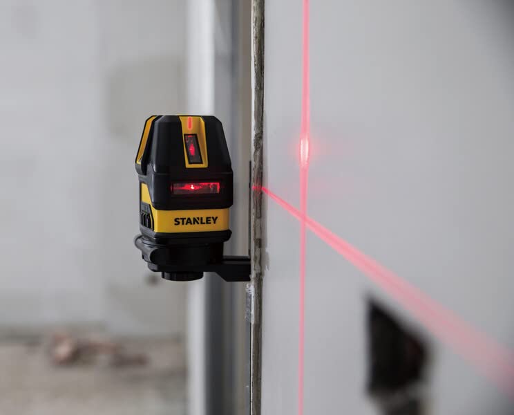 STANLEY STHT77514-1 Plastic Multiline Laser with 2*AA Batteries for Home, DIY & Professional Use, 1 Year Warranty, YELLOW & BLACK