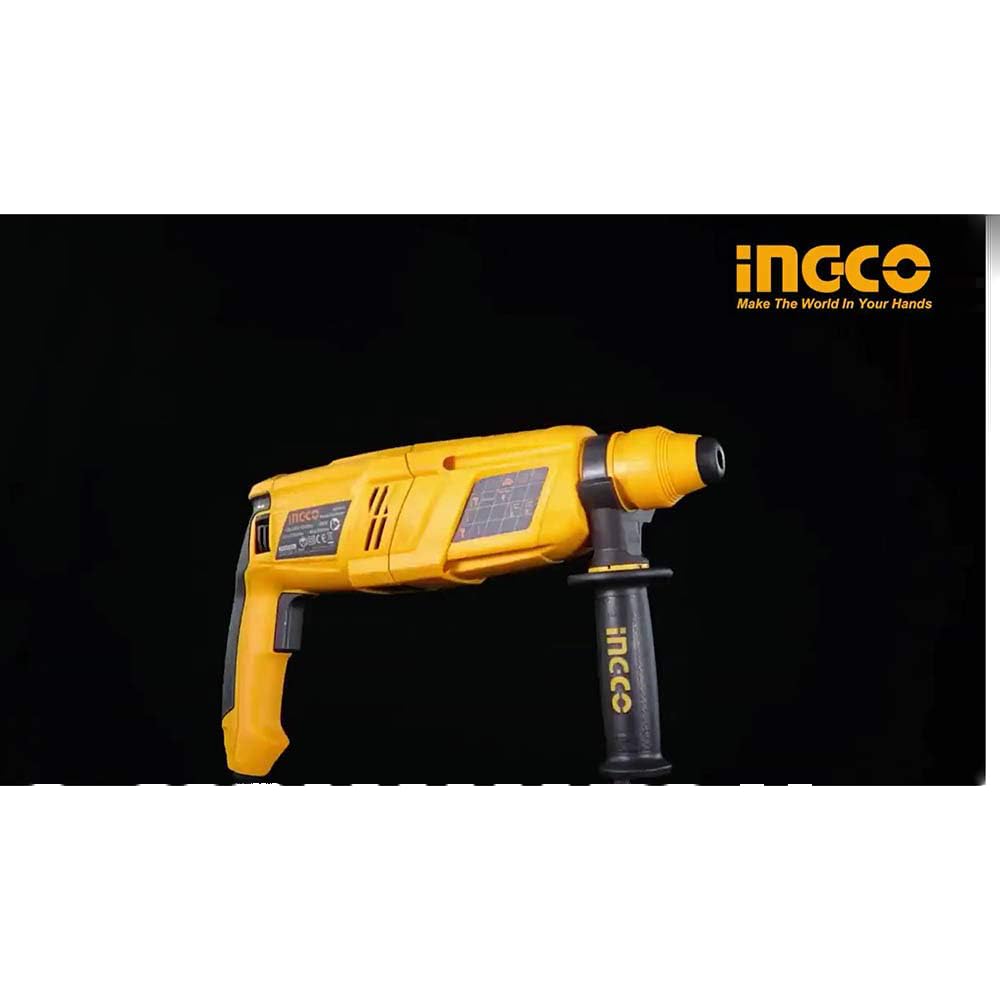 INGCO RGH9028 800W Rotary Hammer Drill 1200 RPM Speed 26mm Chuck Corded Electric Drilling for Home Brick Metal Chiselling Masonry