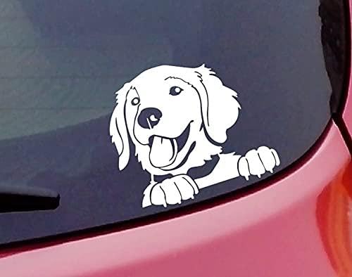 Akshar Arts Bhuwana Car Sticker for Bumper Hood Window Dog Size (19x16cm) _White