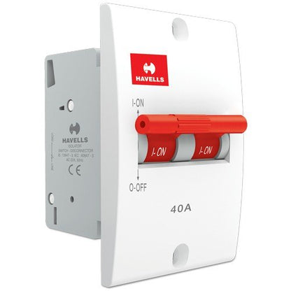 Havells DHMNIDPX040 PVC Plastic 40A DP Switch Disconnector Mini MCB (White)
