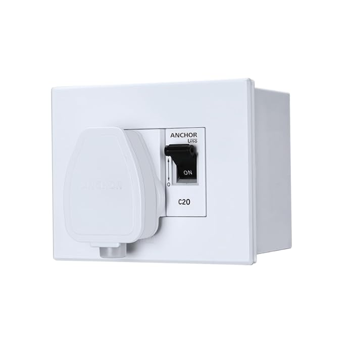 Anchor by Panasonic 20 Amp Modular AC Box with Single Pole MCB enclosure and Heavy Duty ISI 3 Pin Plug Top