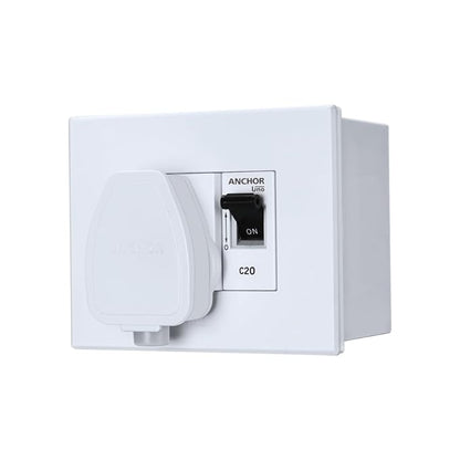 Anchor by Panasonic 20 Amp Modular AC Box with Single Pole MCB enclosure and Heavy Duty ISI 3 Pin Plug Top