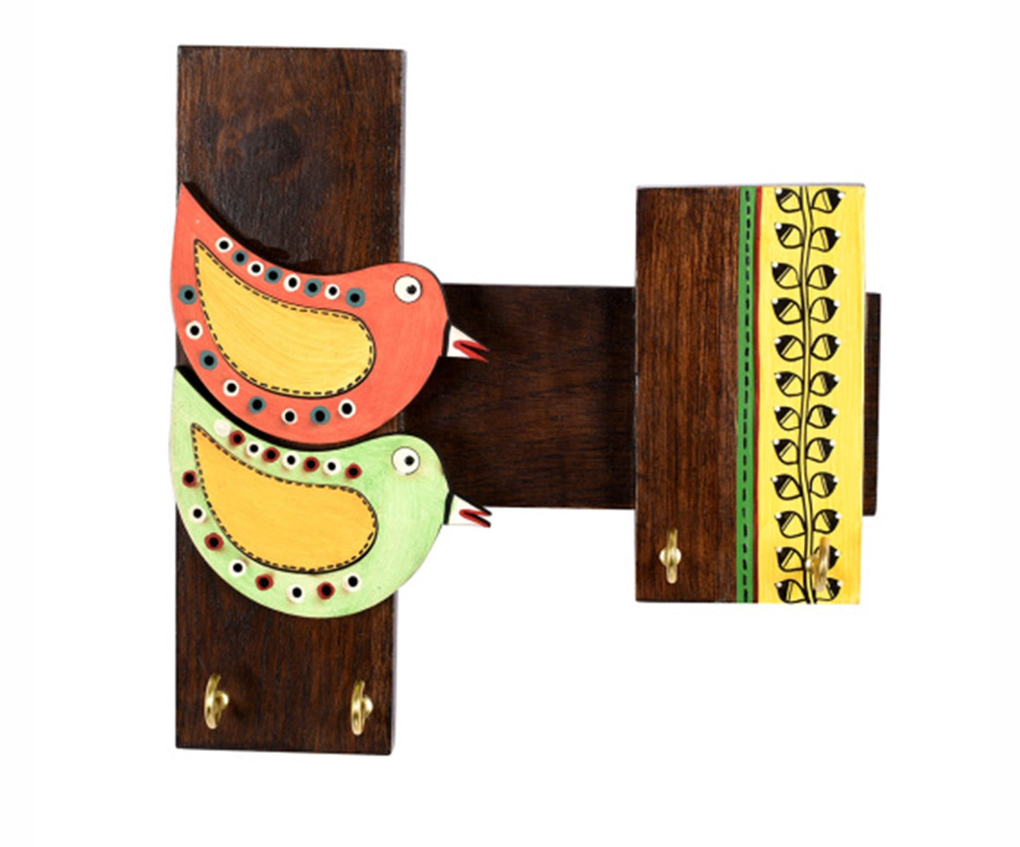 Udaipur Handicrafts Wood  Multicolor Handcrafted Tribal Art Bird Theme Key Holder