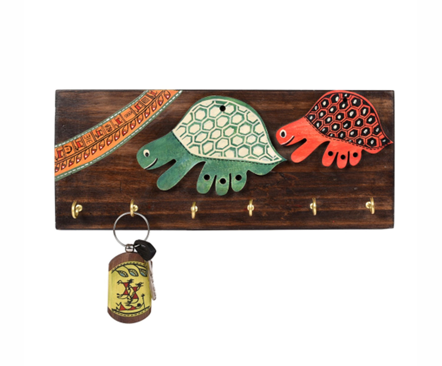 Udaipur Handicrafts Wood 	Multicolor Handcrafted Tribal Art Turtle Key Holder
