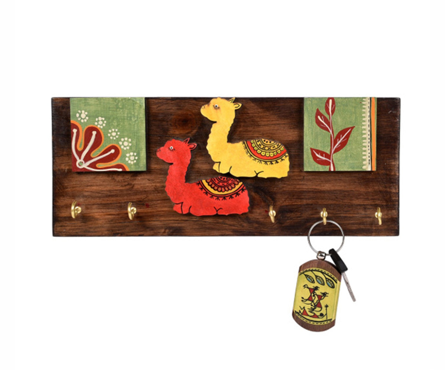 Udaipur Handicrafts Wood  Multicolor Tribal Art Alpaca Theme Key Holder