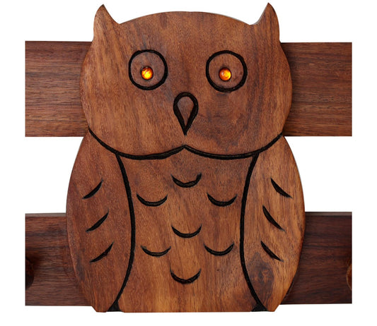 Udaipur Handicrafts Shades of Owl  Wood  Hooks Key Holder