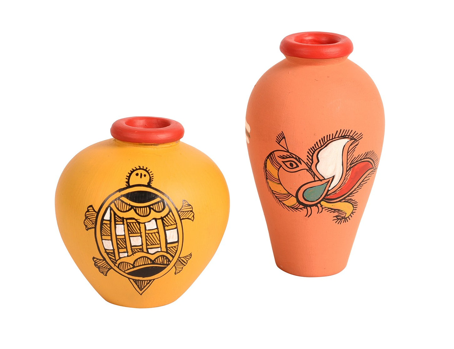 Udaipur Handicrafts Multicolor Wooden Shelf With Two Round Coaster Design Pots