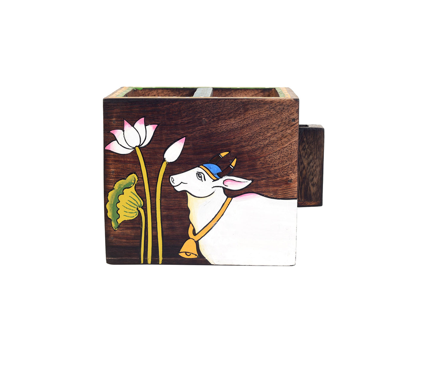 Udaipur Handicrafts Pichhwai Leela Mango Wood Cutlery Holder