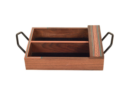 Udaipur Handicrafts Wood Madhubani Art Handcrafted Cutlery Holder Box
