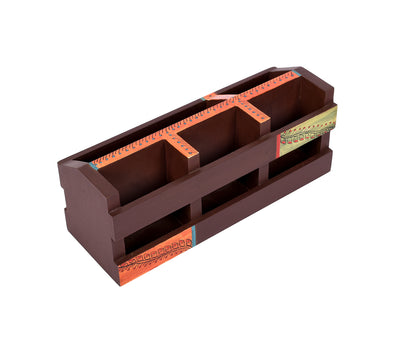 Udaipur Handicrafts Tribal Art Handcrafted Wooden Cutlery Holder