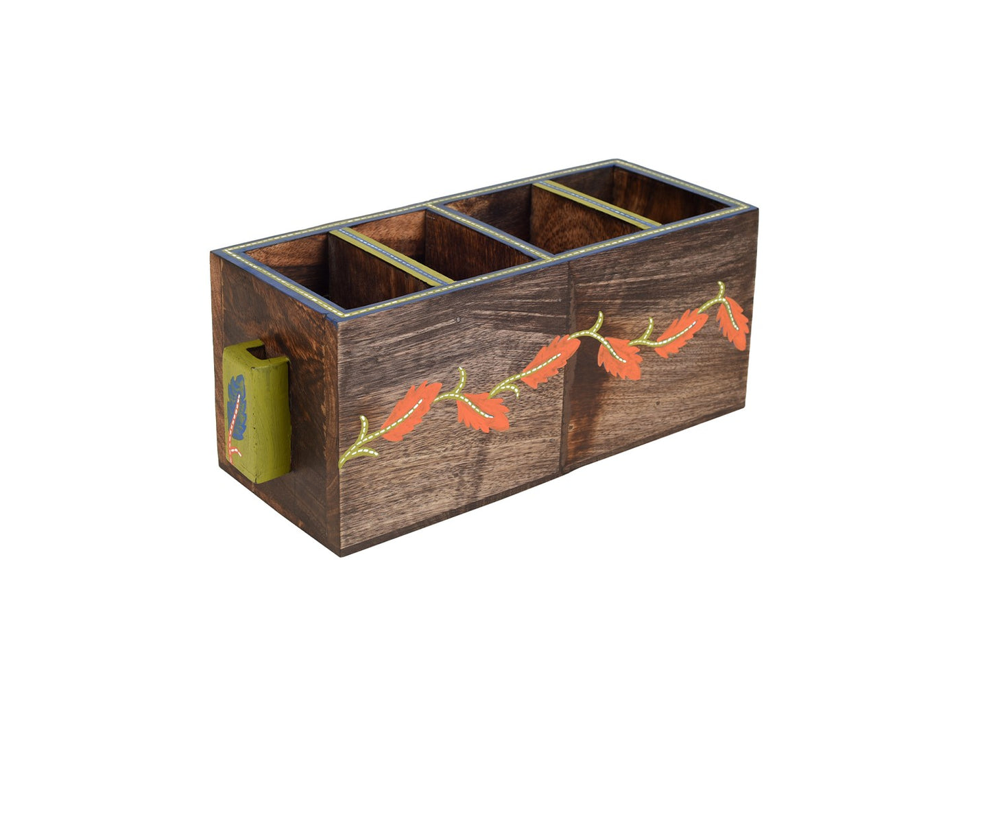 Udaipur Handicrafts  Wooden Autumn Leaf Cutlery Stand