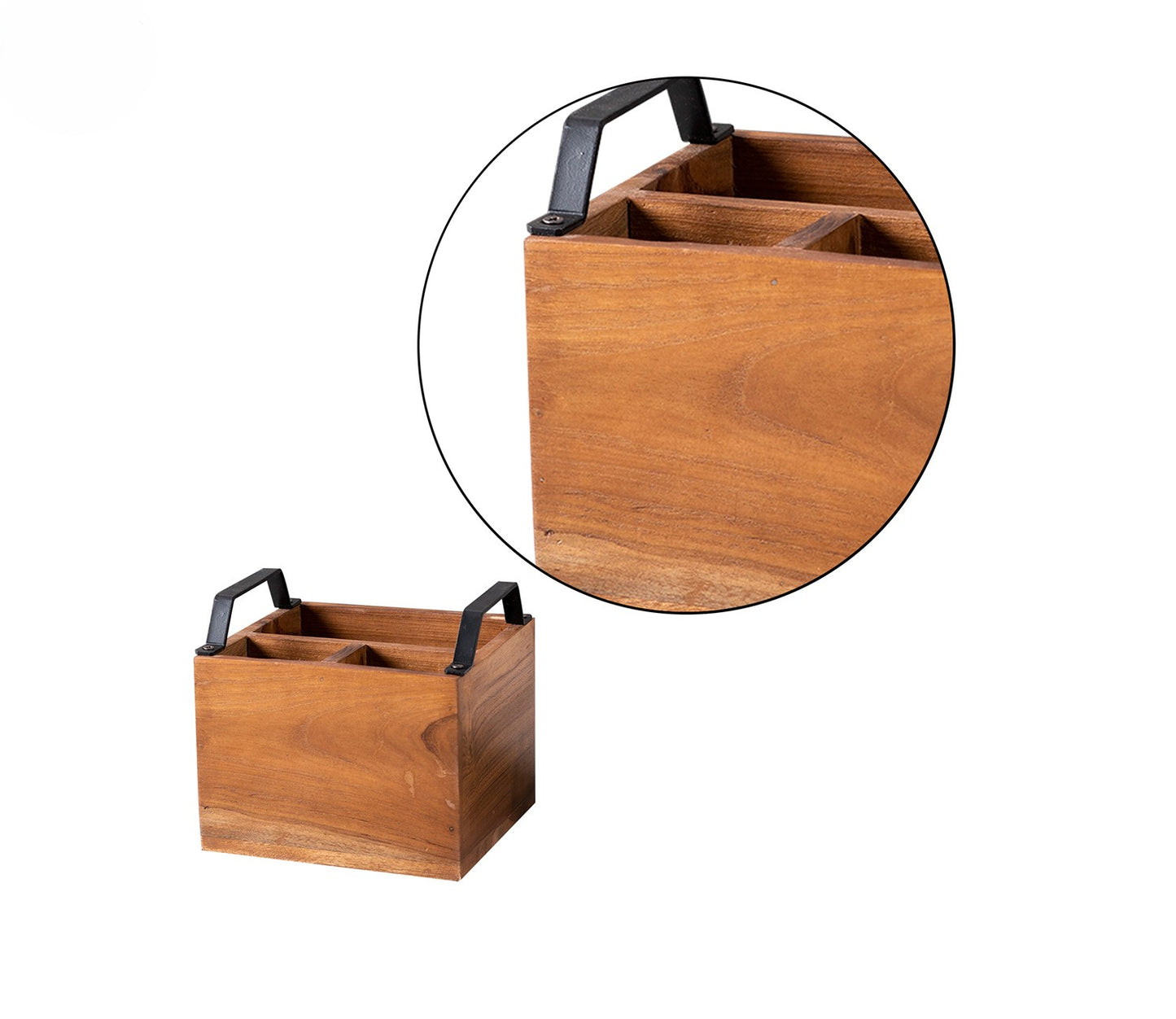 Udaipur Handicrafts Nestroots Wooden Spoon Stand & Napkin Holder for Kitchen | 7 Inch Brown Cutlery & Tissue Organizer for Dining Table