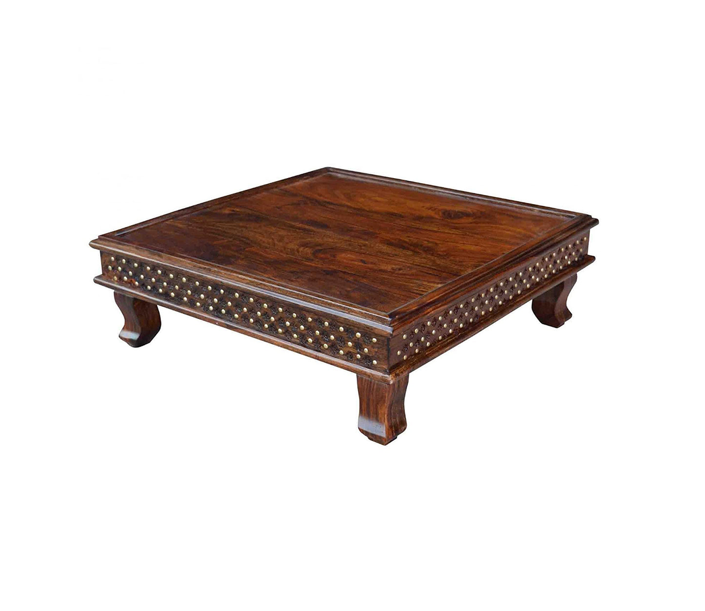 Udaipur Handicrafts Modern Style Brown And Golden Wooden Chowki