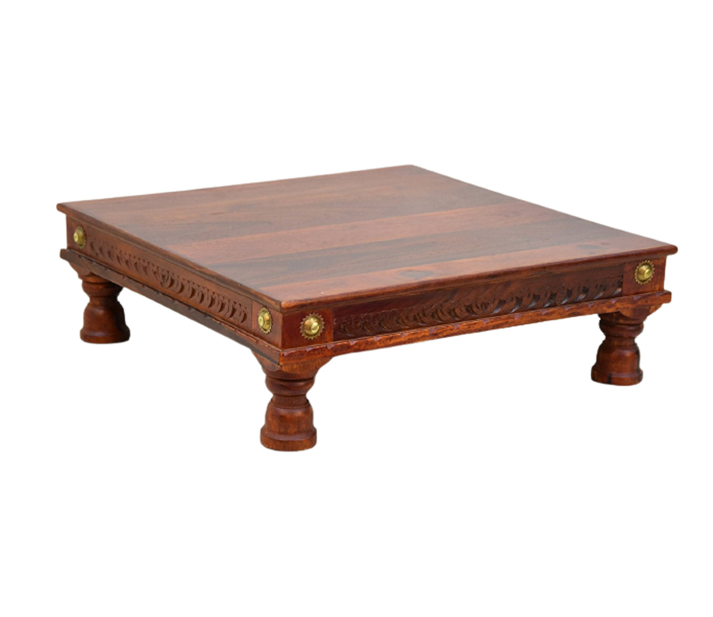 Udaipur Handicrafts Brown And Gold Wooden Chowki