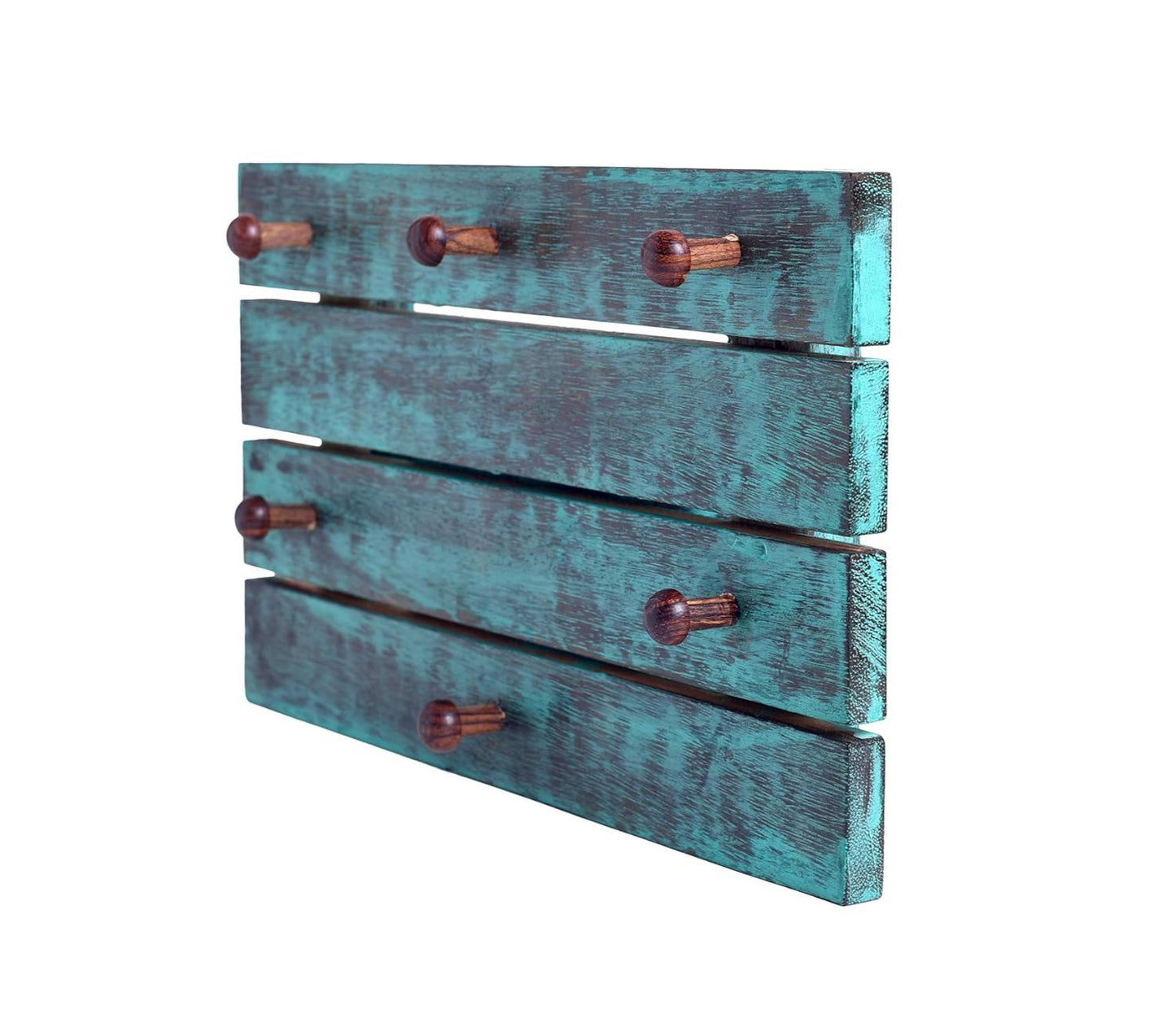 Udaipur Handicrafts Antique Finish Mango Wood 6 Hooks Key Holder