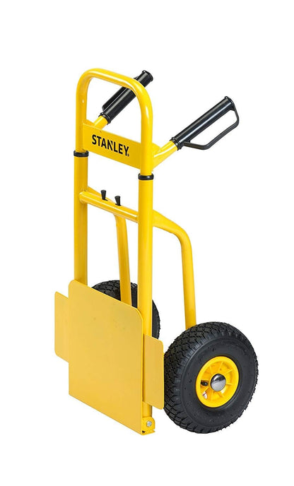 STANLEY SXWT-FT520 Steel Folding Handtruck,120kg Load Capacity,Ergonomic Handle with Knuckle Protection,10" Large Pneumatic Wheels,Foldable Base Plate,Open Dimn: 52x48x113 cm,Folded Dimn: 28x48x80 cm