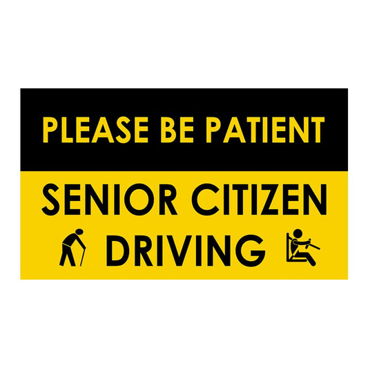 Akshar Arts Bhuwana Please Be Patient Senior Citizen Driving Sticker Decal 3.5x6 inches Pack of 2 for Windshield (Inside)