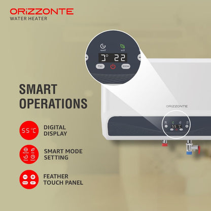 Havells Orizzonte 25 Litre Storage Water Heater(Geyser)| Anti Rust Tank| Remote Controlled| Digital display| With Shock Safe Plug | Warranty: 7 Year on Tank| Free Installation & Flexi Pipe (White)