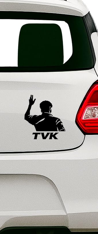 Akshar Arts Bhuwana TVK Silhouette Sticker for Car, Easy to Apply and Long Lasting, Waterproof (Black)