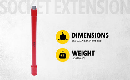 STANLEY STMT77826-23B 3/8" VDE Insulated Socket Extension Bar 250mm, Ideal For Repair Of Electric Vehicles, Red