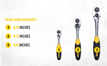STANLEY 94-181 150-Piece High Quality Multi-Toolkit containing Spanners, Drivers, Sockets, Bits & Wrenches for Home, DIY & Professional Use, YELLOW & BLACK