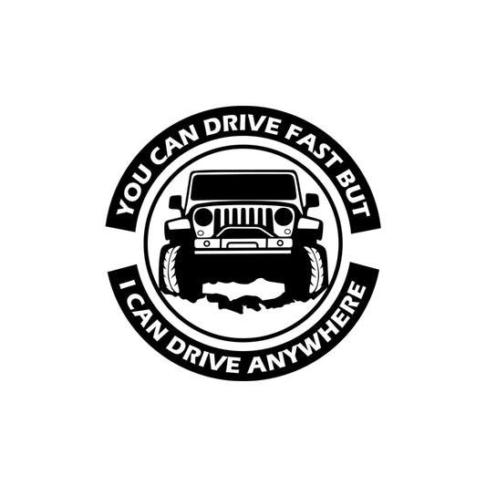 Akshar Arts Bhuwana Compatible for Jeep Vinyl Sticker, Off-Road Adventure I Can Go Anywhere Design (Black)
