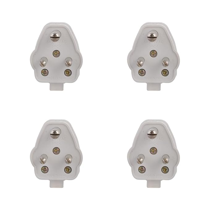 Anchor by Panasonic Plug Top 6A, 3 Pin, ISI Certified, Secure Fit for Home, Office & Appliance Use – White (Pack of 4)