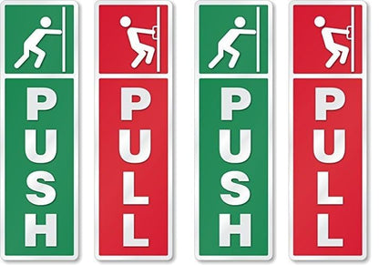 Akshar Arts Bhuwana Self Adhesive Push and Pull Sign Stickers For Glass, Wood, or Metal Doors | Easy to Apply, Design for Home, Office, Business (Set of 4)