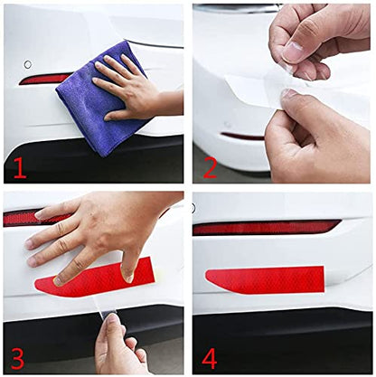 Akshar Arts Bhuwana PET Car High Intensity Reflective Sticker Warning Safety Reflector Strips Universal Car Truck Bumper Reflective Stickers 5 Pcs Set - 90X3.5 Cm (Red)