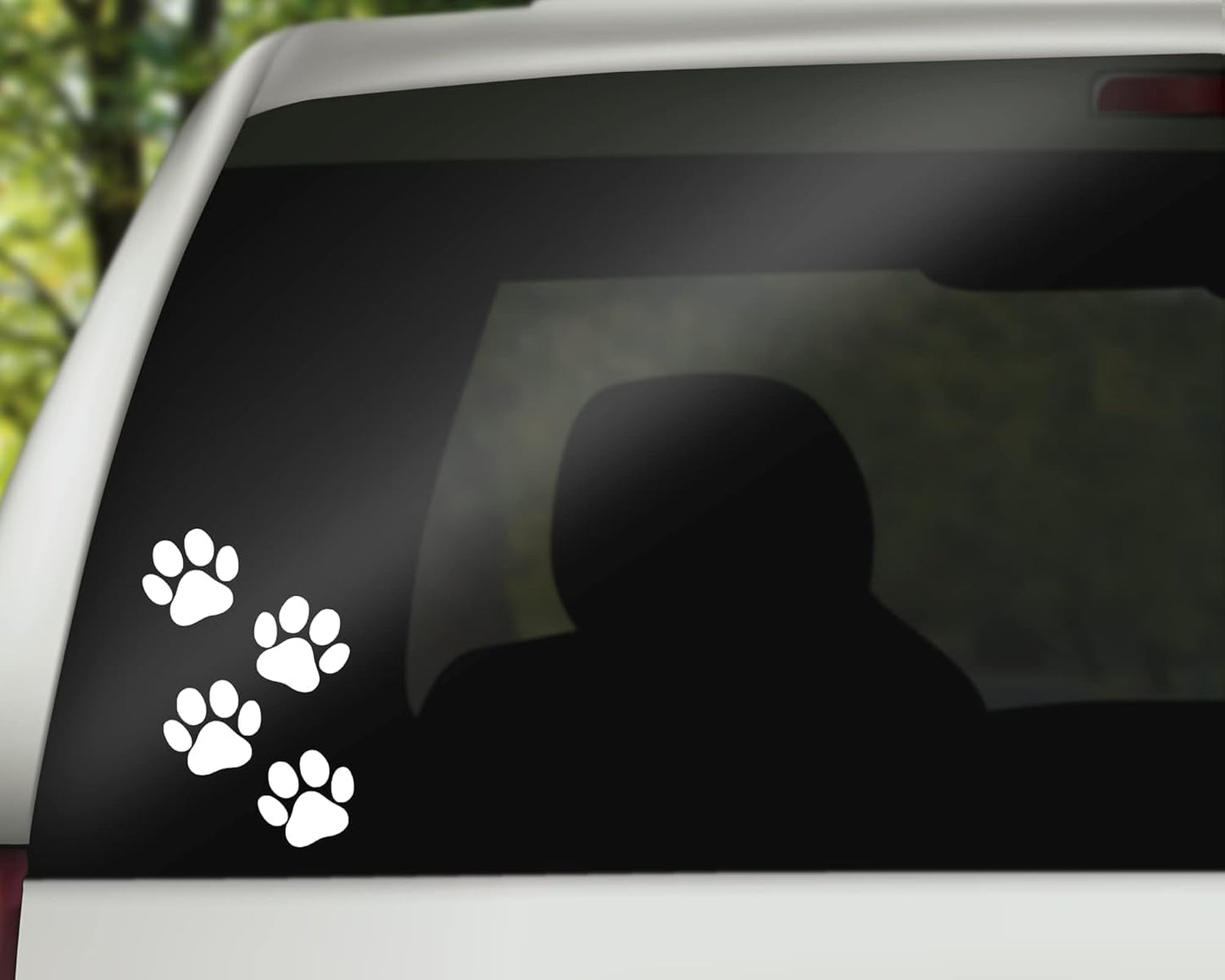 Akshar Arts Bhuwana Paw Print Vinyl Sticker Decal – Waterproof & Weatherproof White Pet Paw Car Window Sticker, Cute Dog Cat Paw Print Decals for Cars, Laptops, Tumblers & Home Décor – 4" x 6"